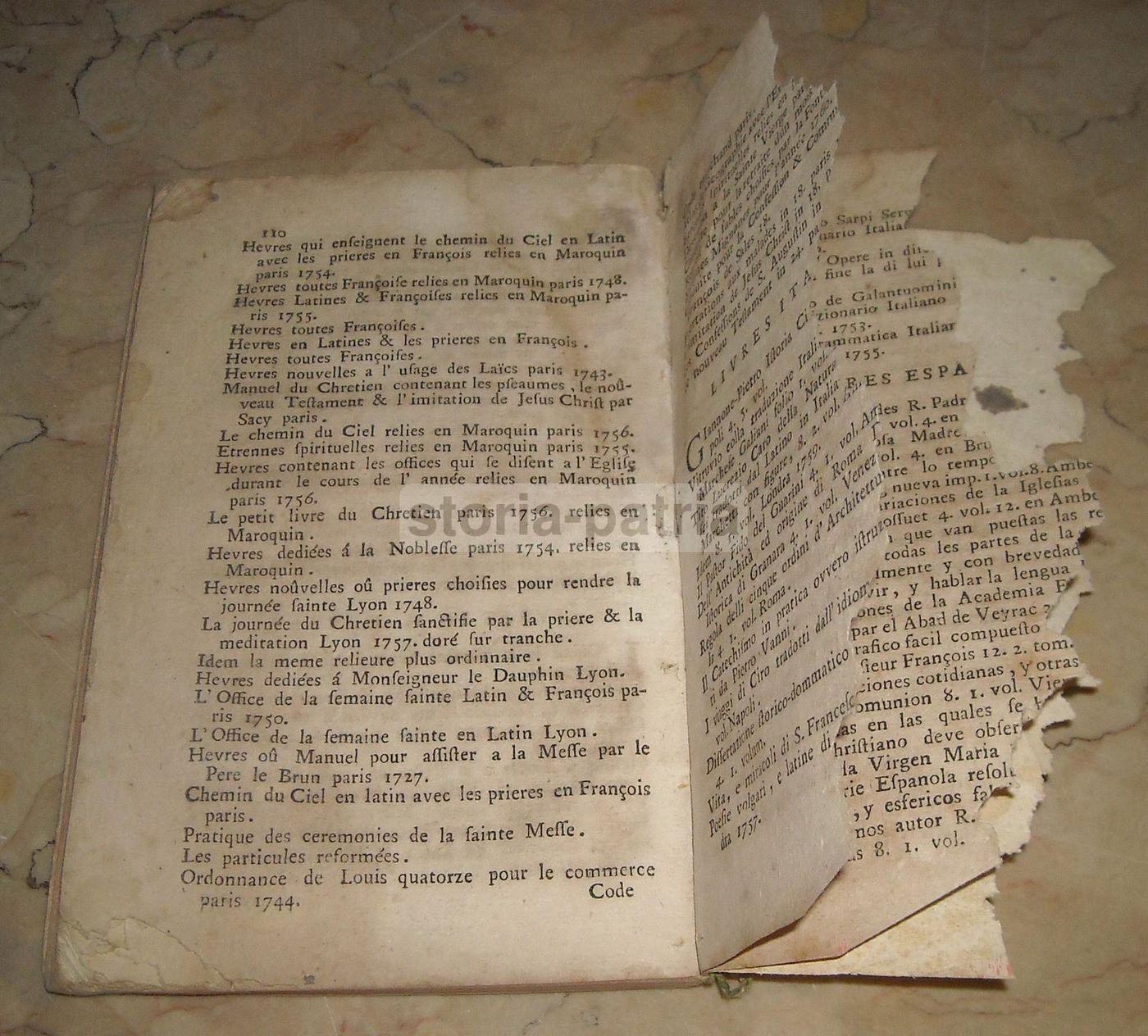 Catalogo Dei Librai Francesi Hermil E Roland, Napoli, 1760