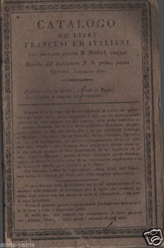 Catalogo De' Libri Francesi Ed Italiani Presso B. Borel, Napoli 1820