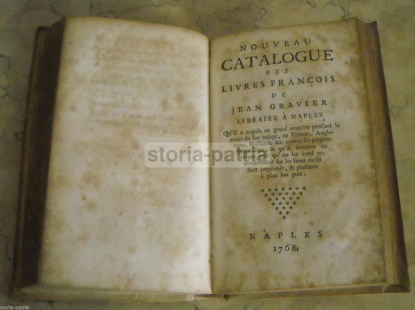 Catalogo Libri Latini, Greci E Francesi Di Jean Gravier, Napoli 1768