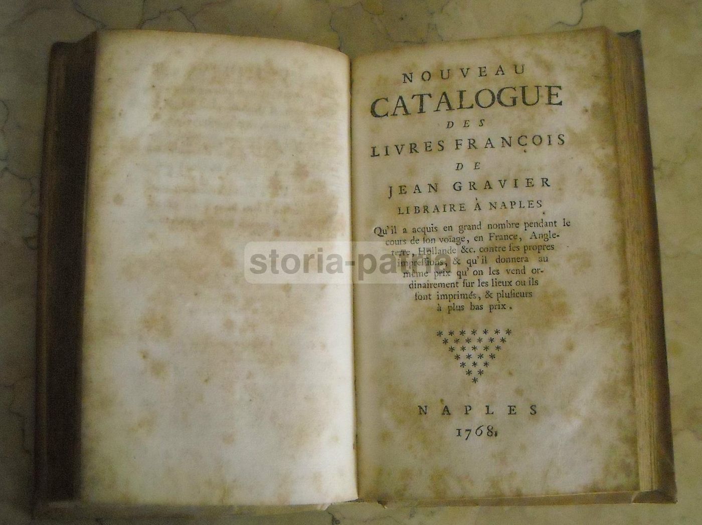 Catalogo Libri Latini, Greci E Francesi Di Jean Gravier, Napoli 1768