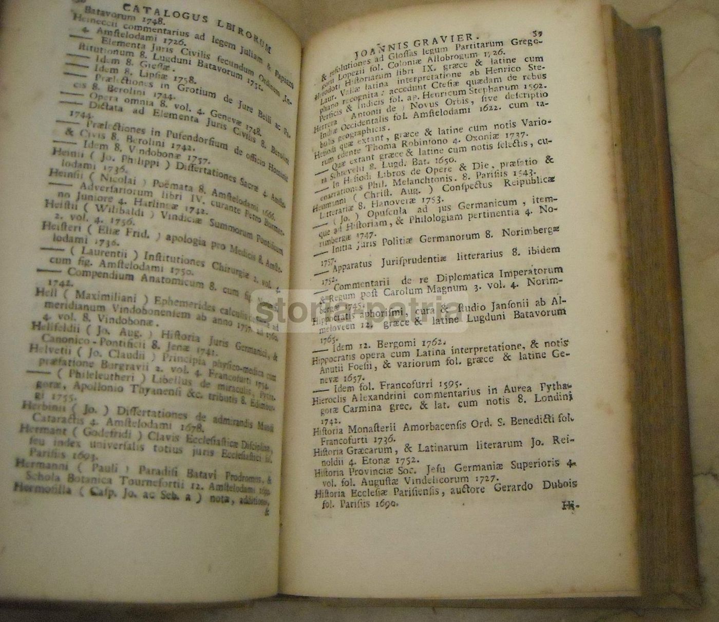 Catalogo Libri Latini, Greci E Francesi Di Jean Gravier, Napoli 1768