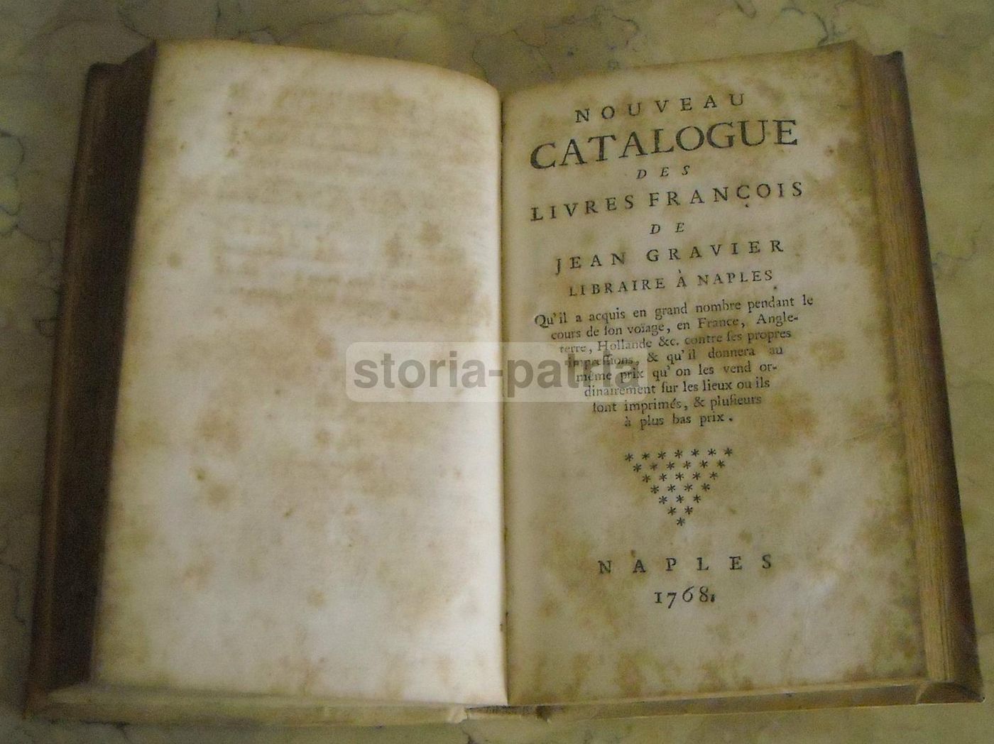 Catalogo Libri Latini, Greci E Francesi Di Jean Gravier, Napoli 1768