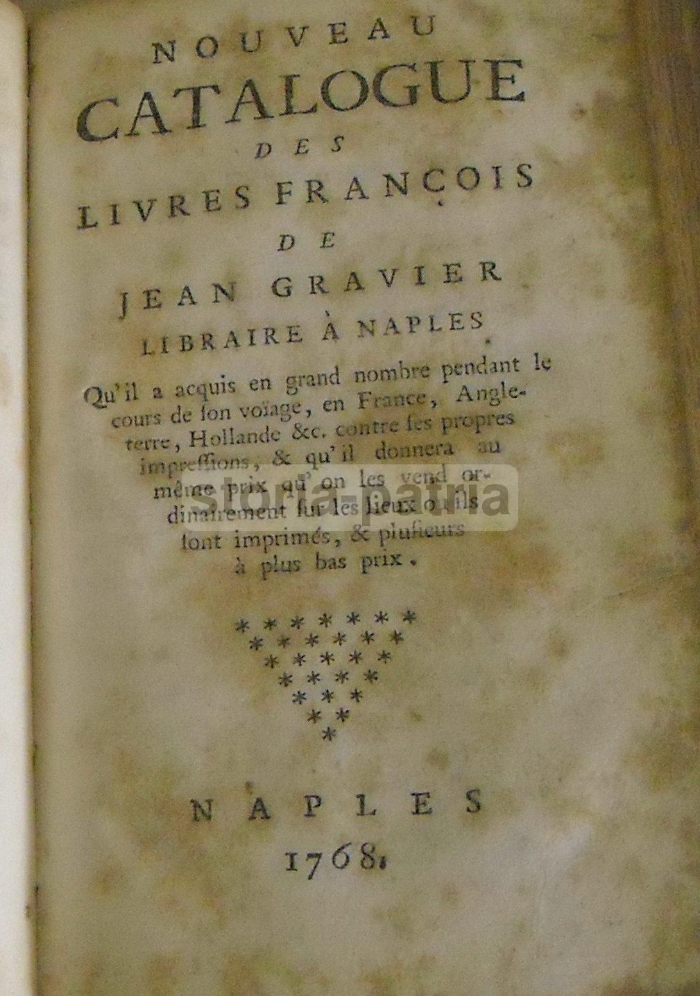 Catalogo Libri Latini, Greci E Francesi Di Jean Gravier, Napoli 1768