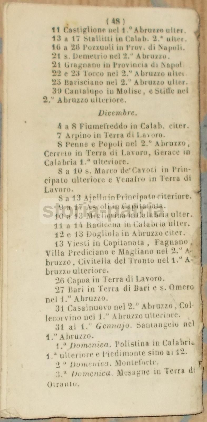 Calendario Di Napoli 1849 Regno Borbonico Ferdinando II Almanacco