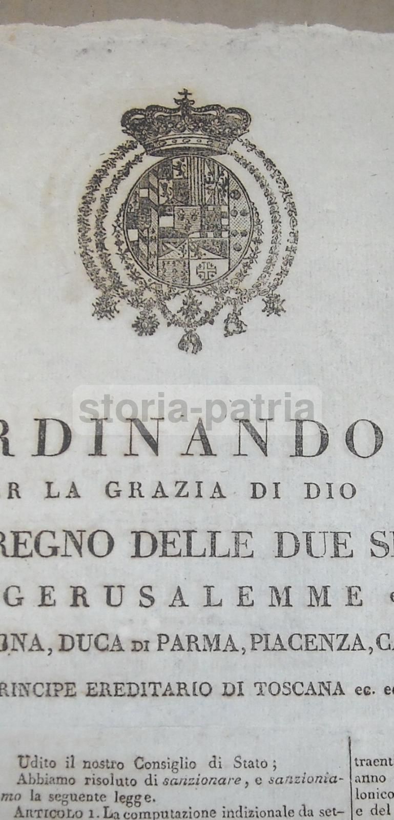 Editto Di Ferdinando I Di Borbone, 1818: Computo Indizionale, Napoli