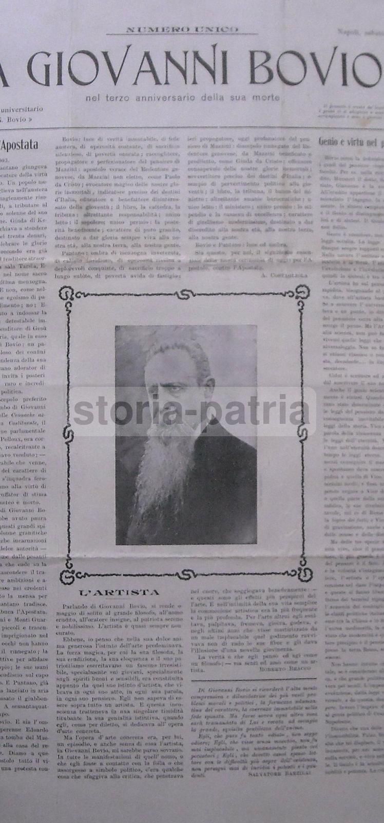 Giornale Commemorativo Giovanni Bovio, Napoli 1906, Numero Unico