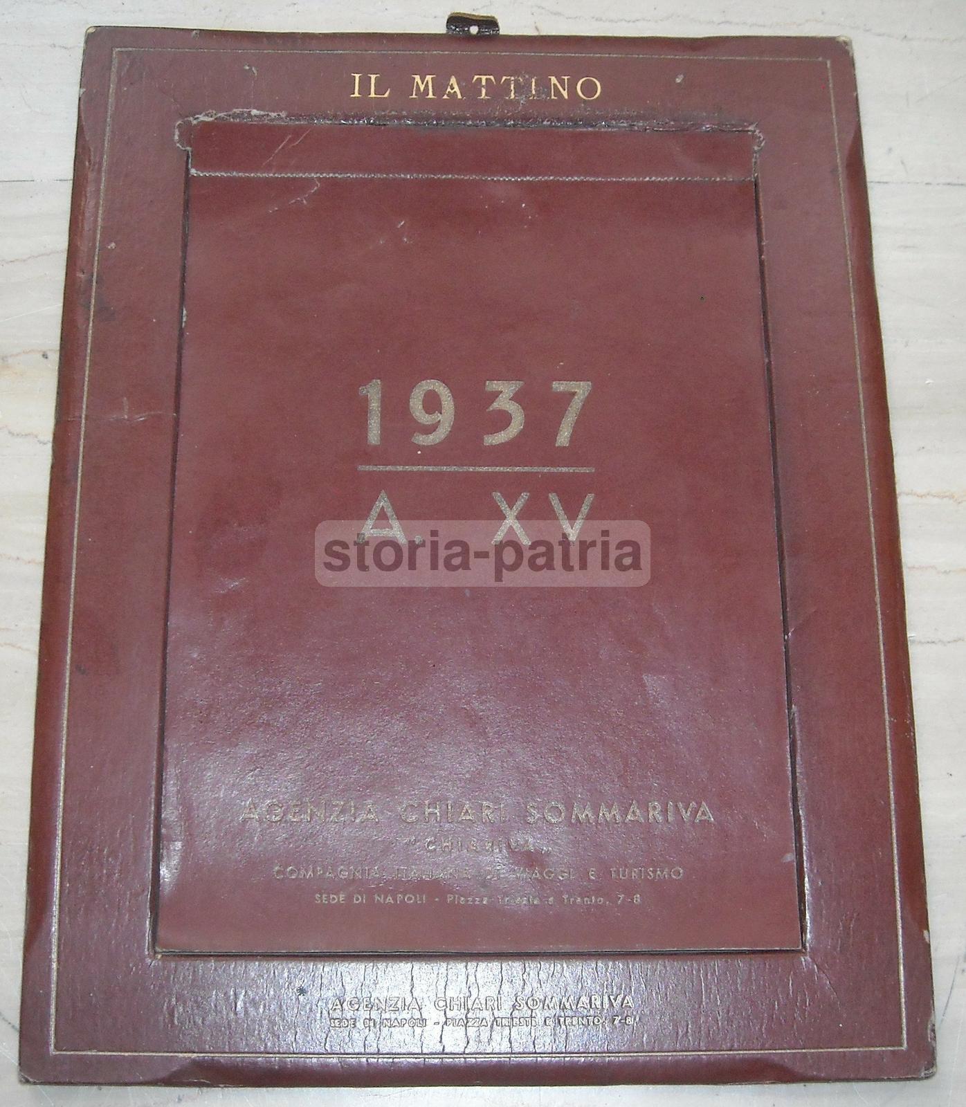 Calendario Artistico Il Mattino 1937, Agenzia Chiari Sommariva, Napoli