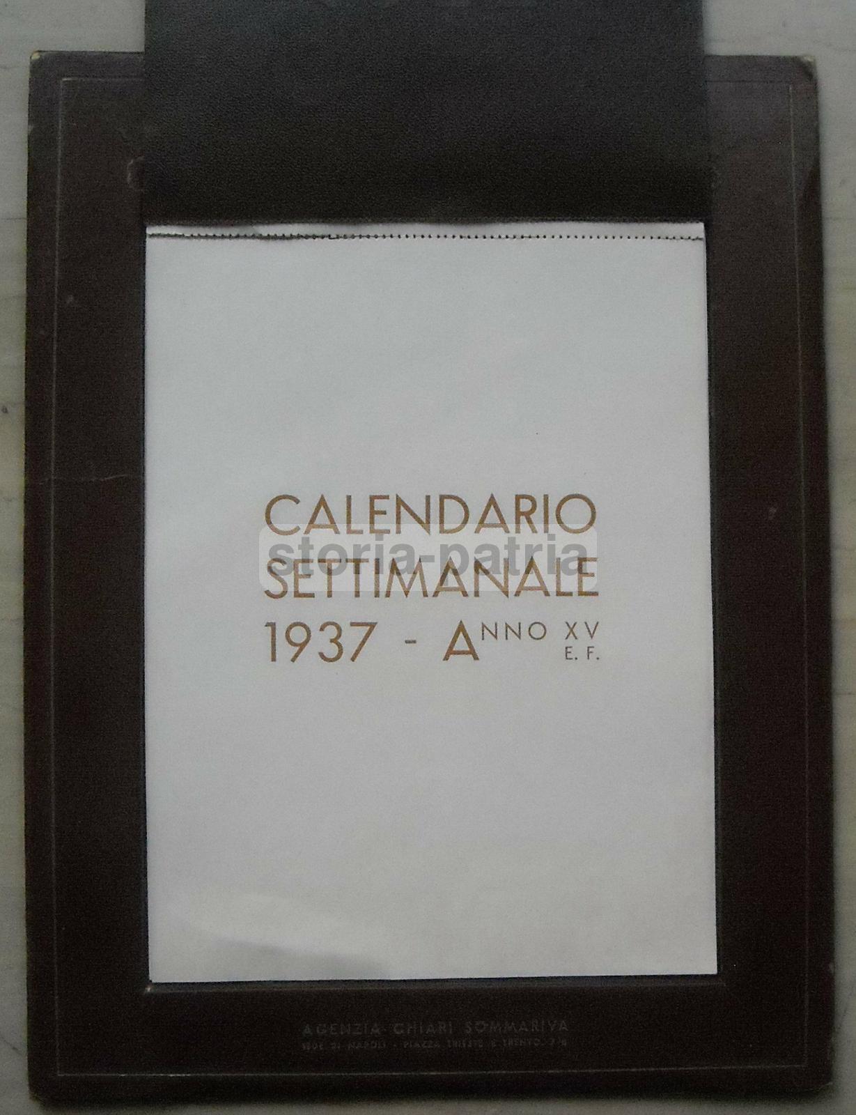 Calendario Artistico Il Mattino 1937, Agenzia Chiari Sommariva, Napoli