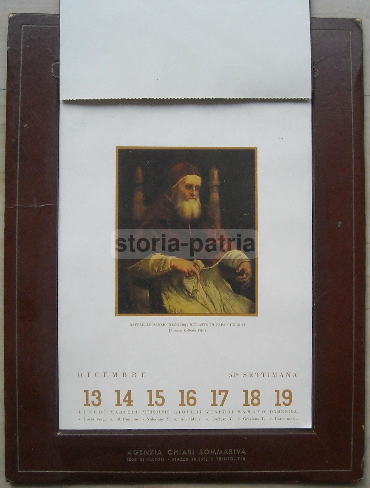 Calendario Artistico Il Mattino 1937, Agenzia Chiari Sommariva, Napoli
