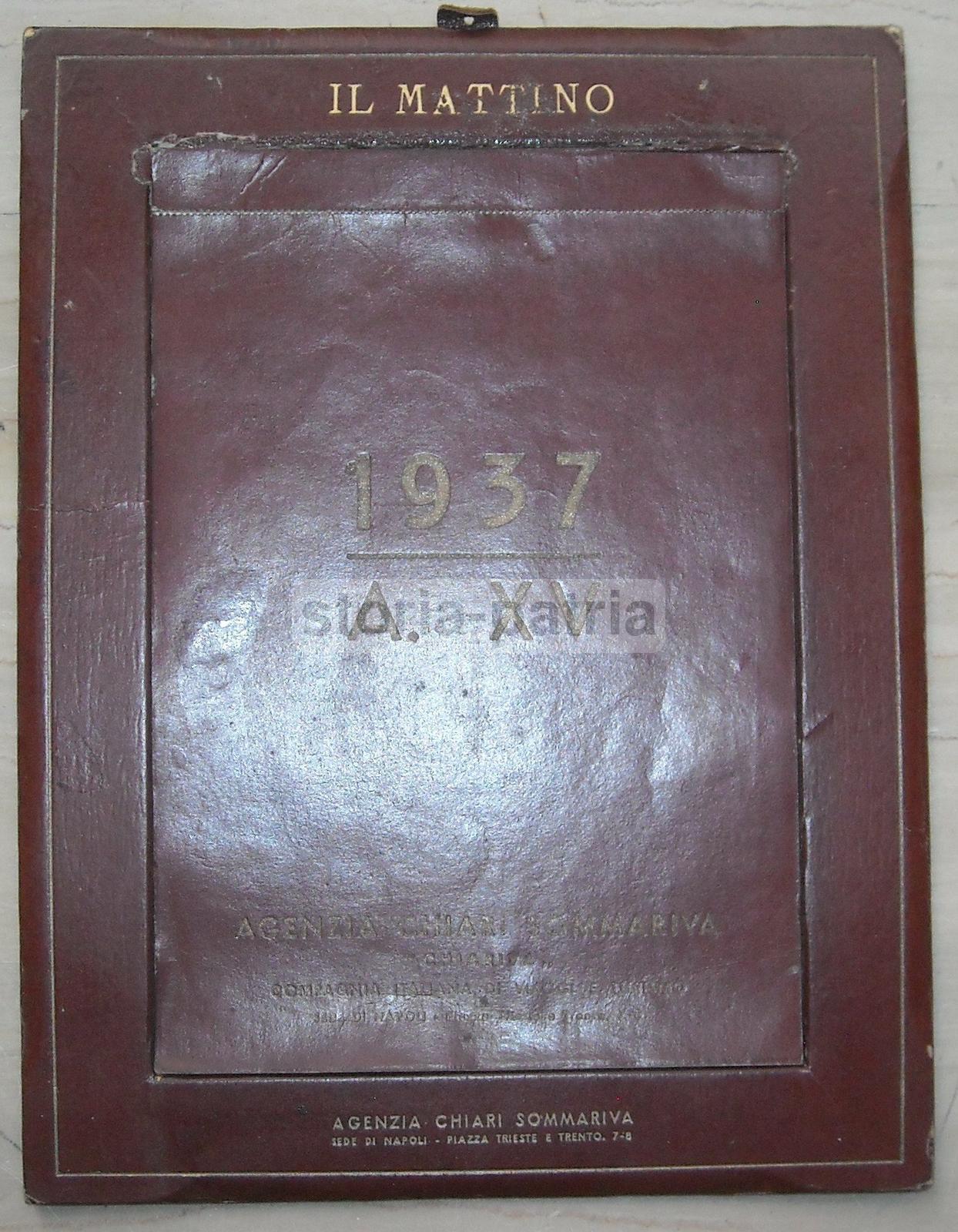 Calendario Artistico Il Mattino 1937, Agenzia Chiari Sommariva, Napoli