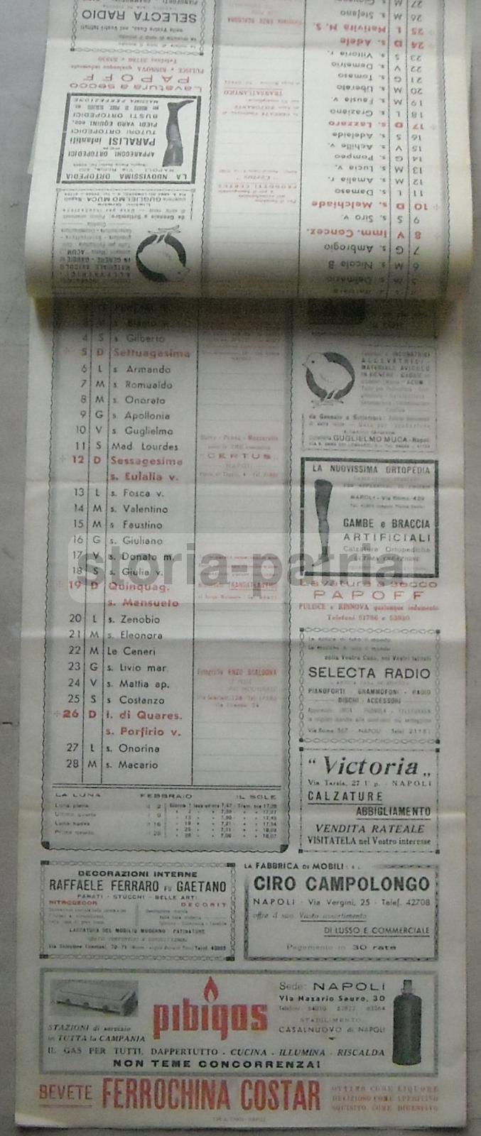 Calendario Pubblicitario Napoletano Guardasole 1950 Pibigas Caffè