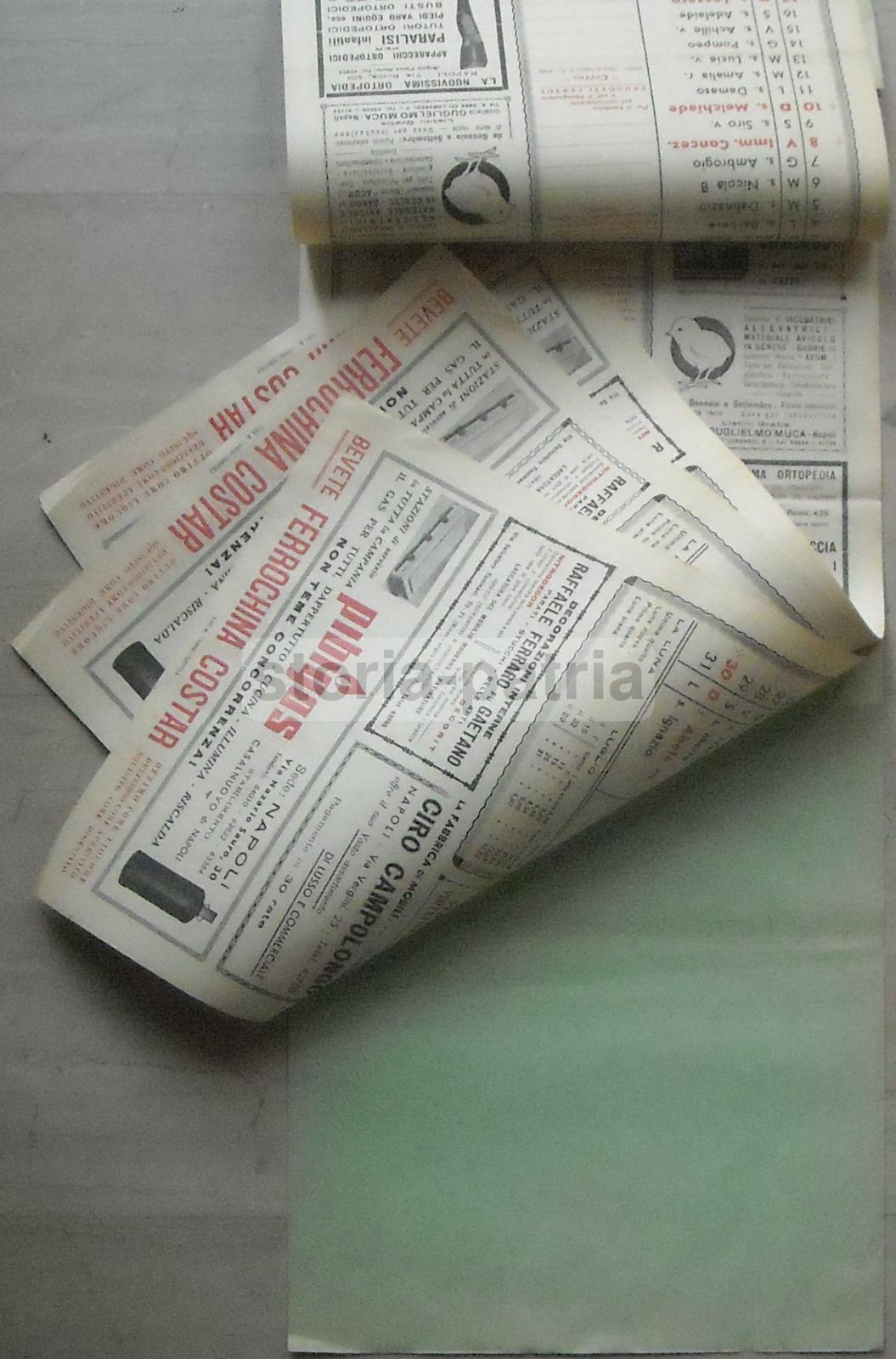 Calendario Pubblicitario Napoletano Guardasole 1950 Pibigas Caffè