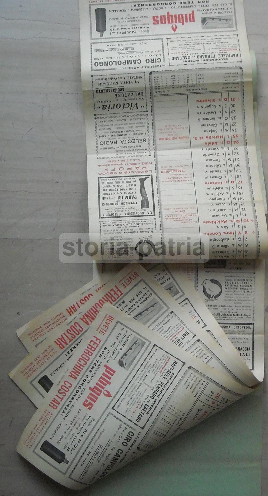 Calendario Pubblicitario Napoletano Guardasole 1950 Pibigas Caffè