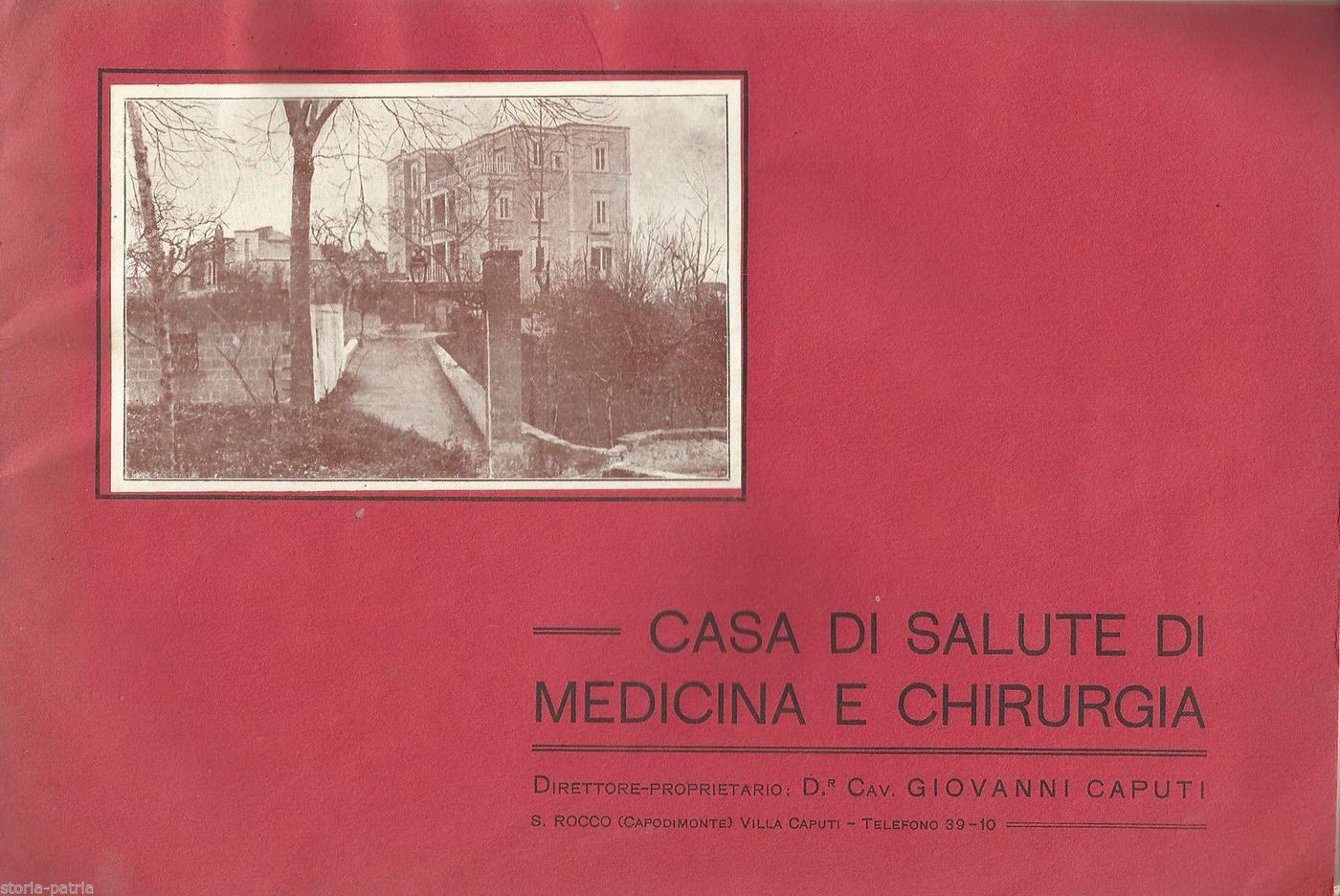 Casa Di Salute Caputi Napoli Capodimonte: Pubblicità Antica (circa 1900)