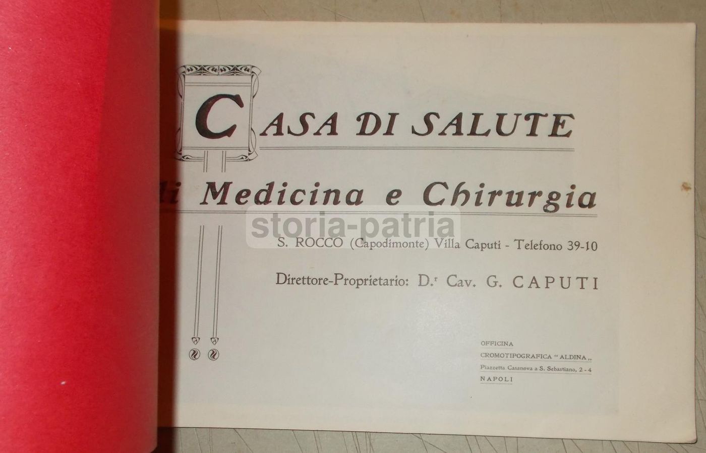 Casa Di Salute Caputi Napoli Capodimonte: Pubblicità Antica (circa 1900)
