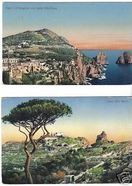 Capri, Napoli. Cartoline d'Epoca, 1900: Villa Tiberio E I Faraglioni