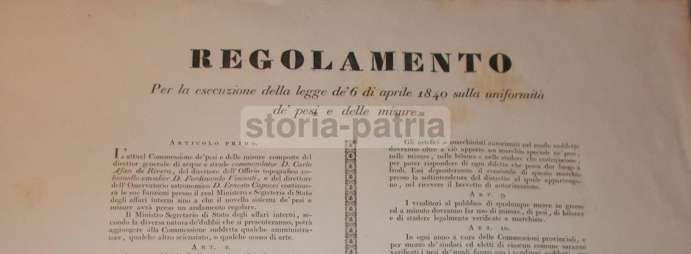 Manifesto Borbonico 1841 Pesi E Misure Napoli Re Ferdinando II