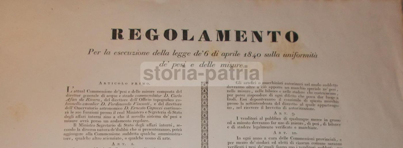 Manifesto Borbonico 1841 Pesi E Misure Napoli Re Ferdinando II