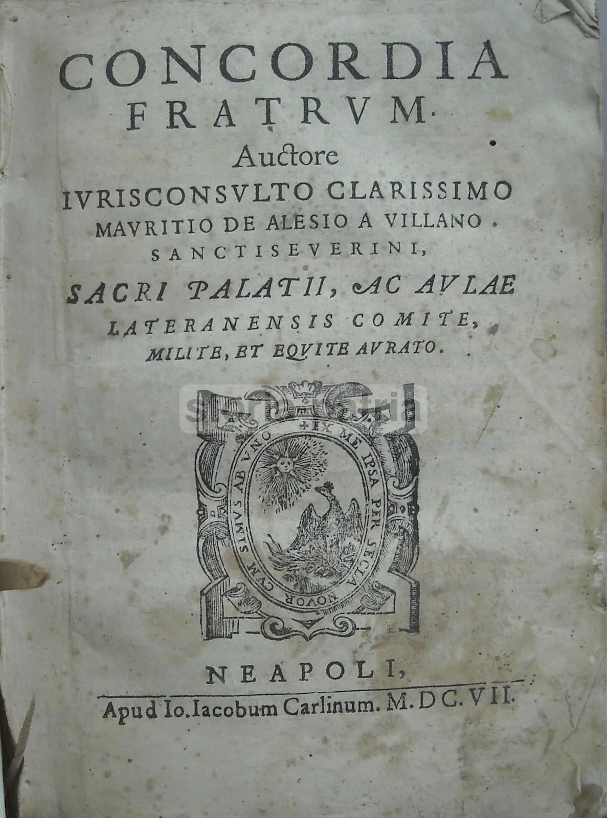 Concordia Fratrum, Mauritio de Alesio (Naples, 1607), Family Law