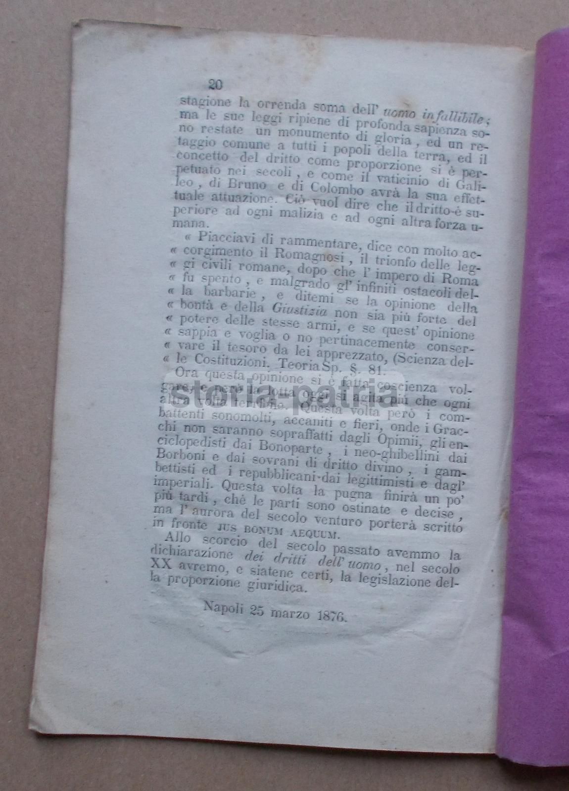 Del Concetto Del Dritto E Della Equità Presso I Romani (1876), Ottaviano Carrescia   Napoli