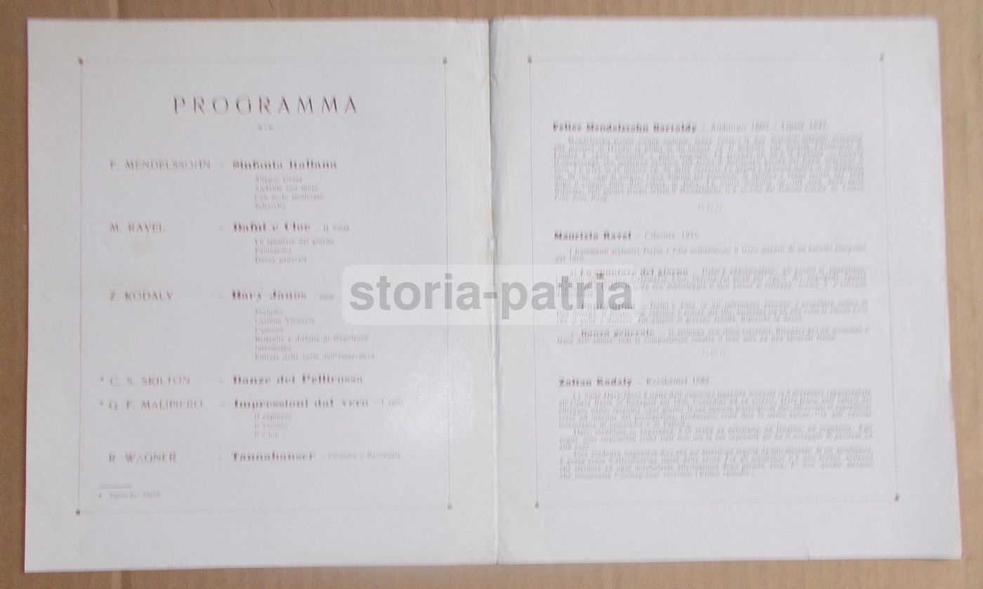 Programma Concerto Orchestra Sinfonica Di Budapest, Napoli 1938, Karl Krueger