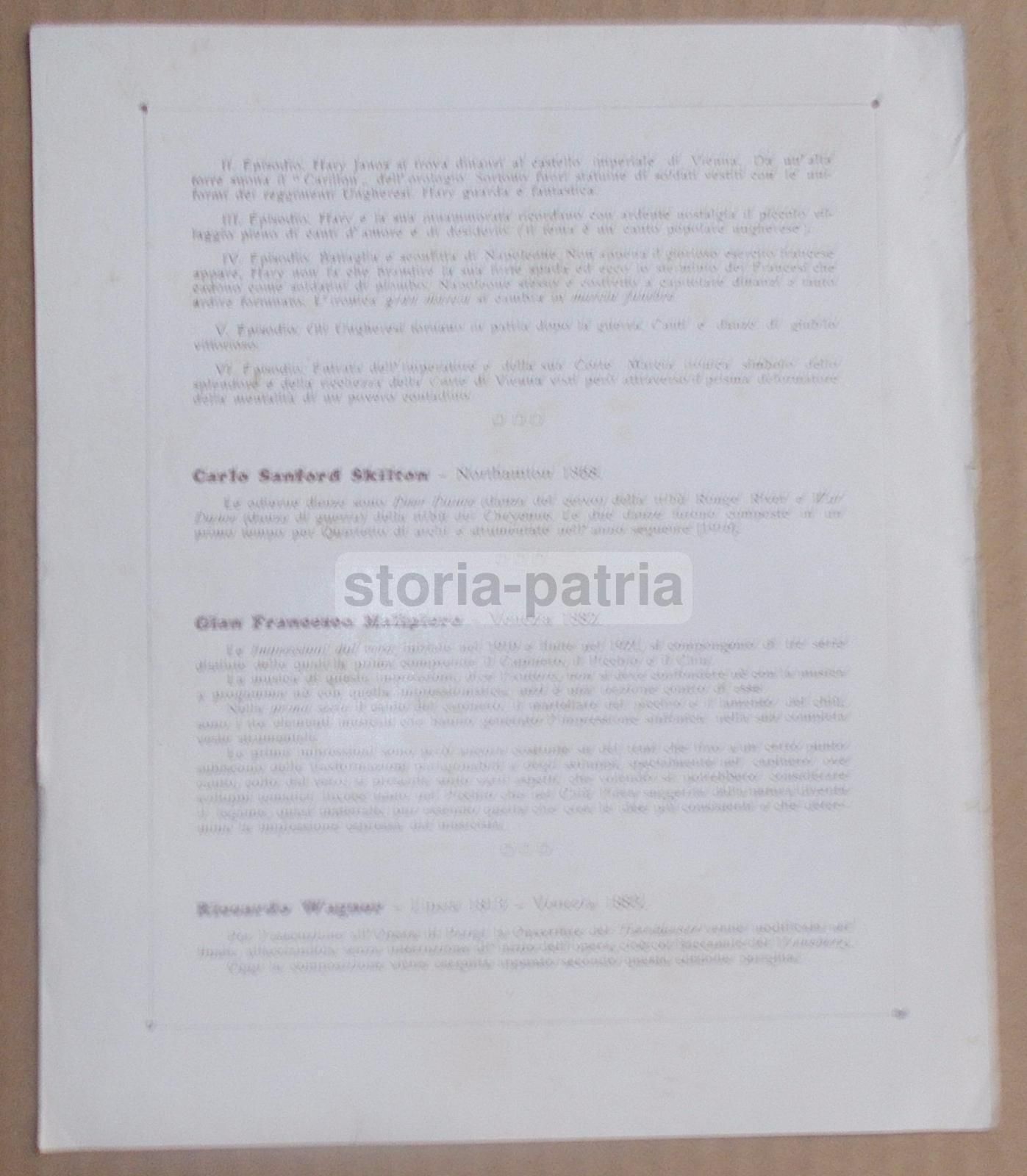 Programma Concerto Orchestra Sinfonica Di Budapest, Napoli 1938, Karl Krueger