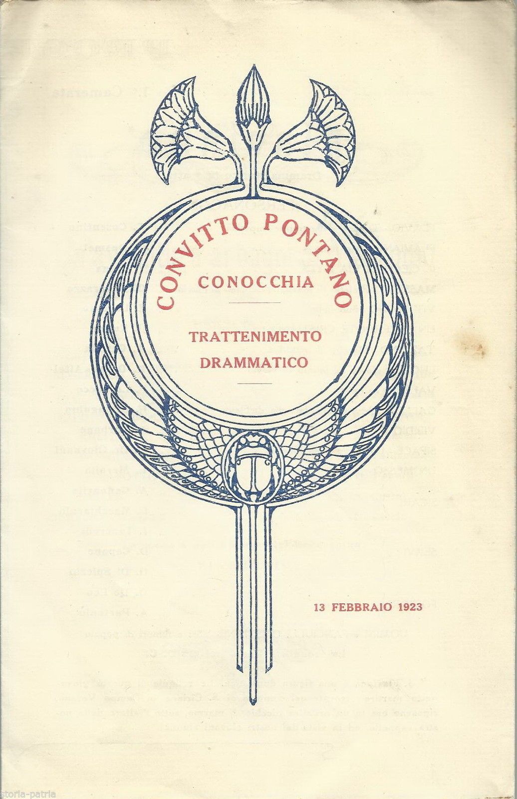 Programma Teatro Convitto Pontano Napoli 1923