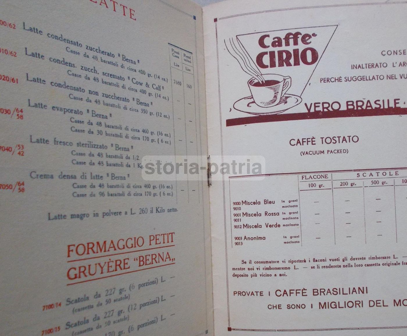 Listino Cirio Napoli 1950: Conserve Alimentari, Legumi E Frutta