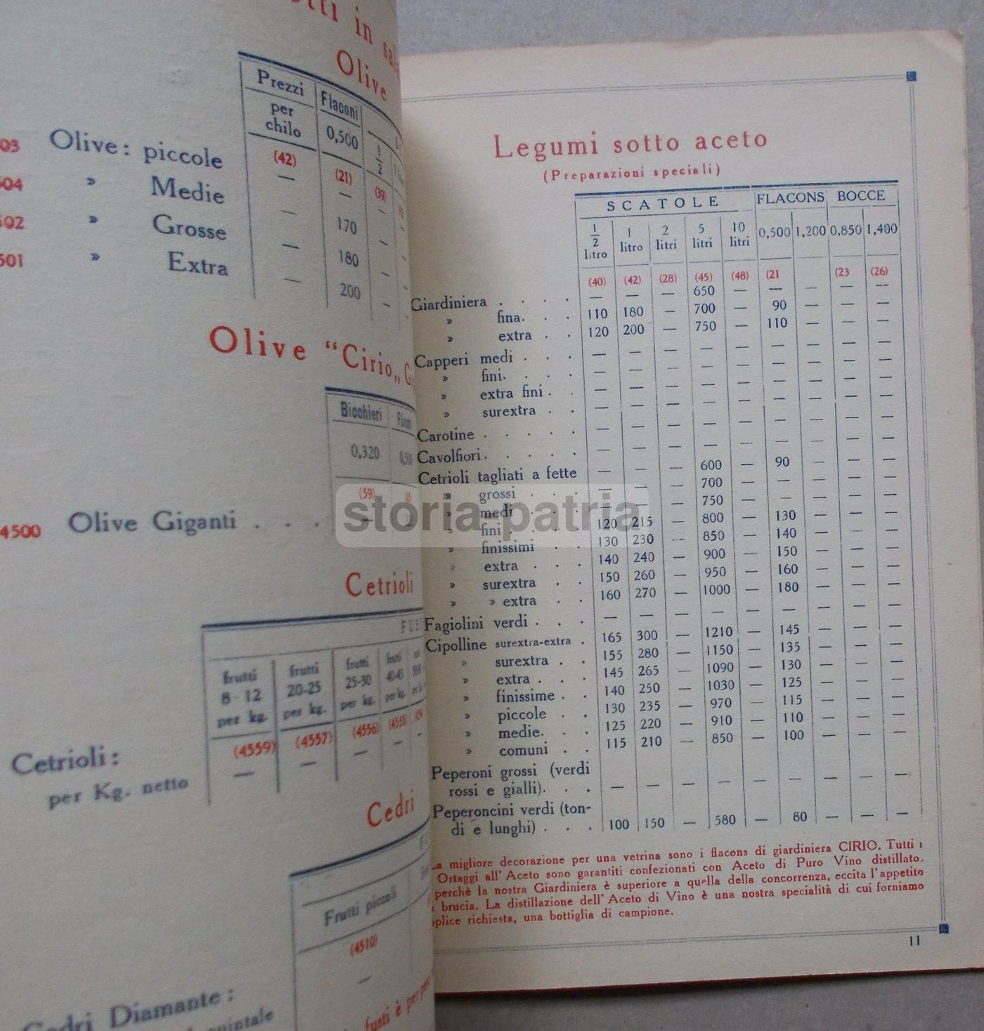 Listino Cirio Napoli 1950: Conserve Alimentari, Legumi E Frutta