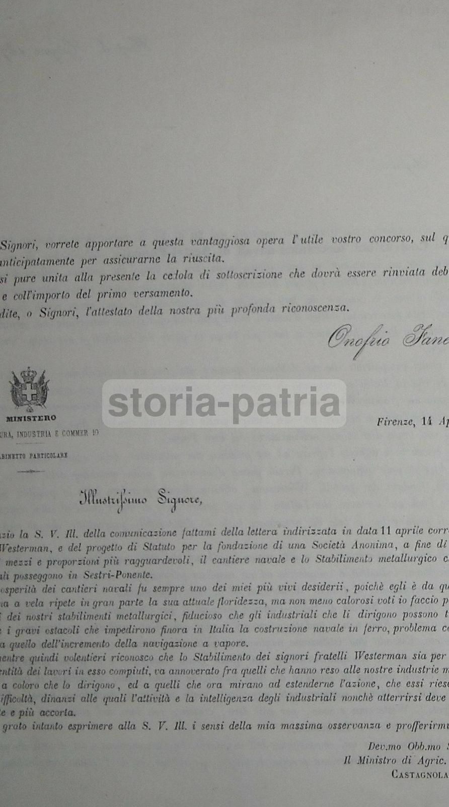 Onofrio Fanelli Napoli 1870: Azioni Costruzioni Navali Sestri