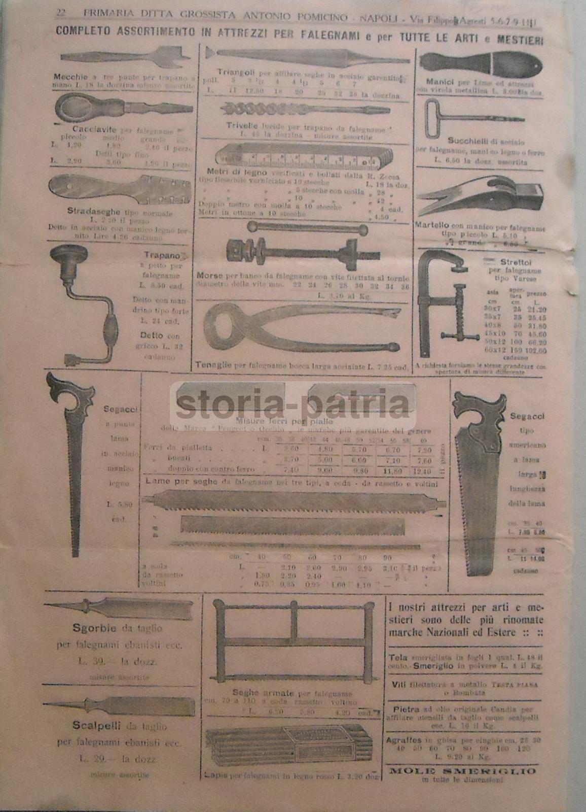 Catalogo Storico Ferramenta Pomicino Napoli Primo Novecento