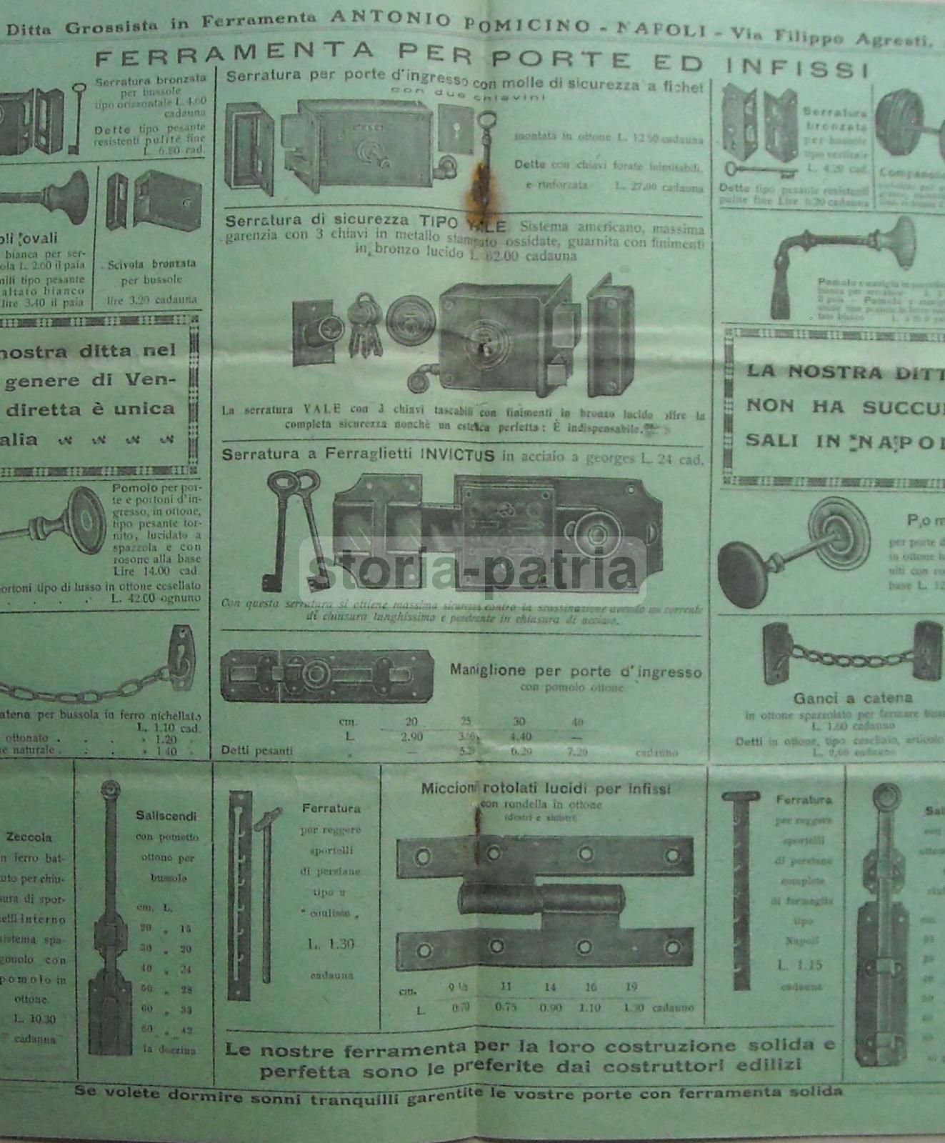 Catalogo Storico Ferramenta Pomicino Napoli Primo Novecento