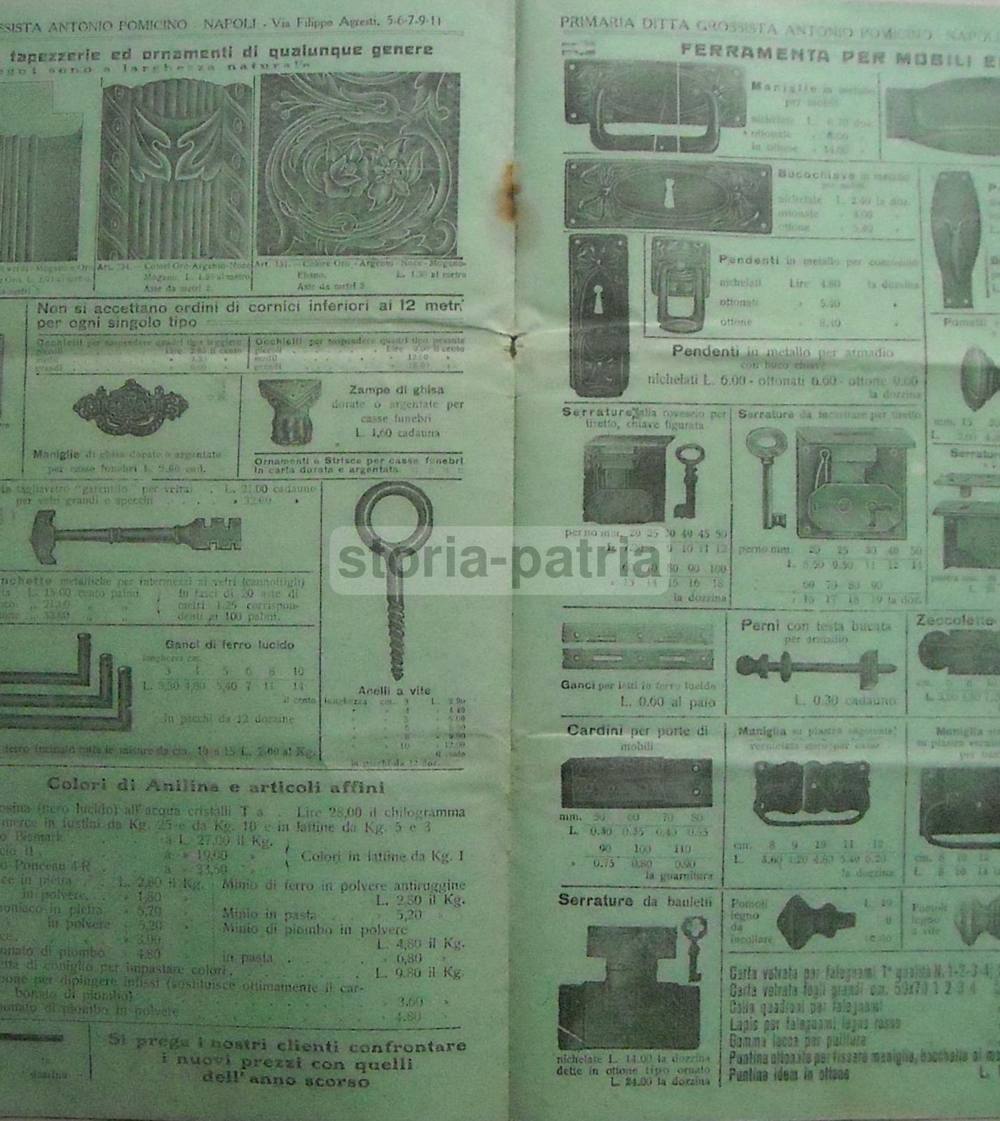 Catalogo Storico Ferramenta Pomicino Napoli Primo Novecento