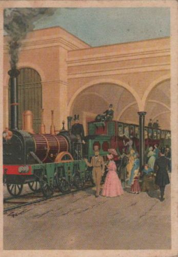 Cartolina Centenario Ferrovie Italiane, Napoli 1940 Locomotiva