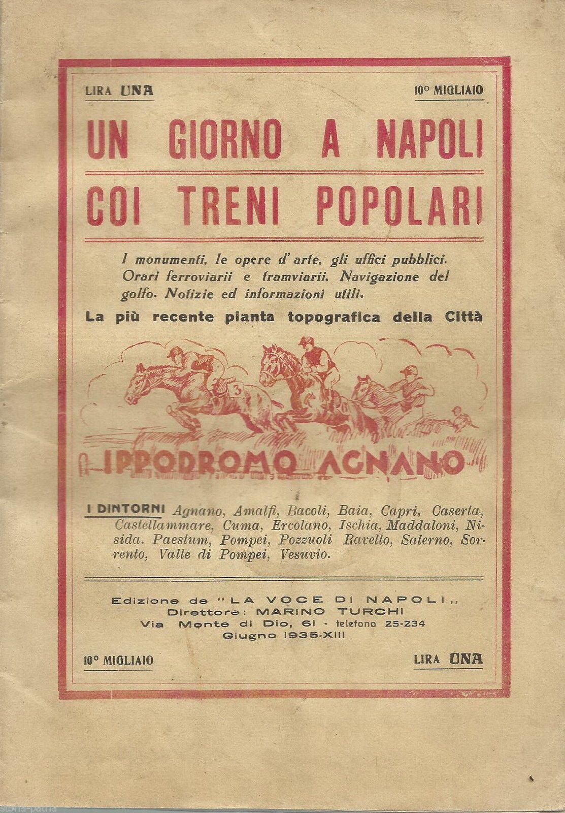 Guida Turistica Napoli 1935. Treni Popolari, Tramvie, Ferrovie