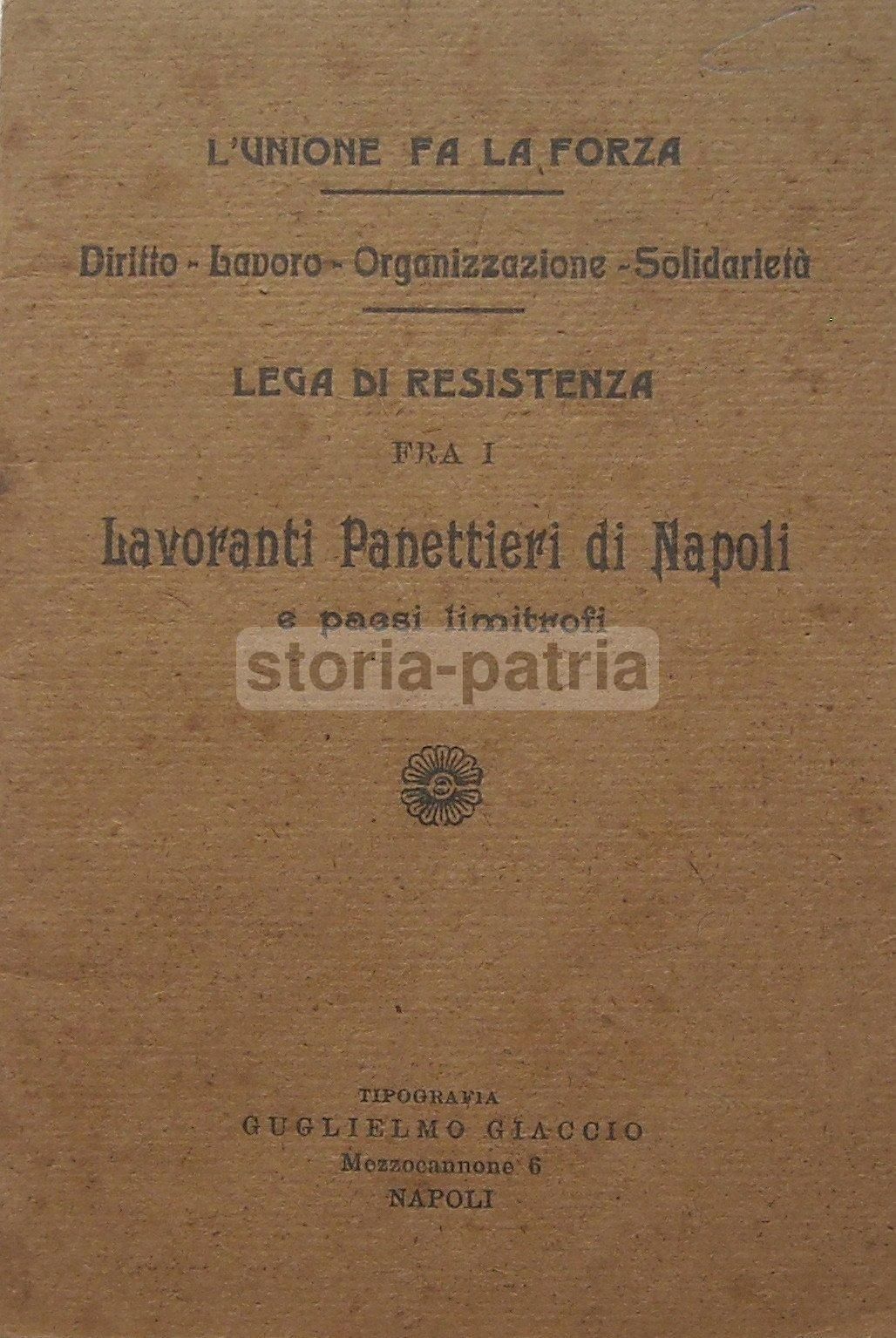 Lega Di Resistenza Panettieri Napoli, Statuto Originale Del 1900