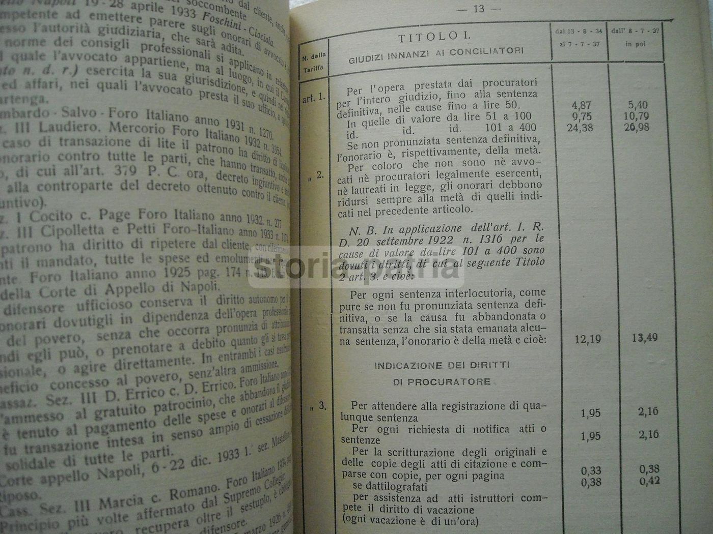Tariffa Onorari Procuratori Legali Napoli Lupone 1940 d'Alessandro