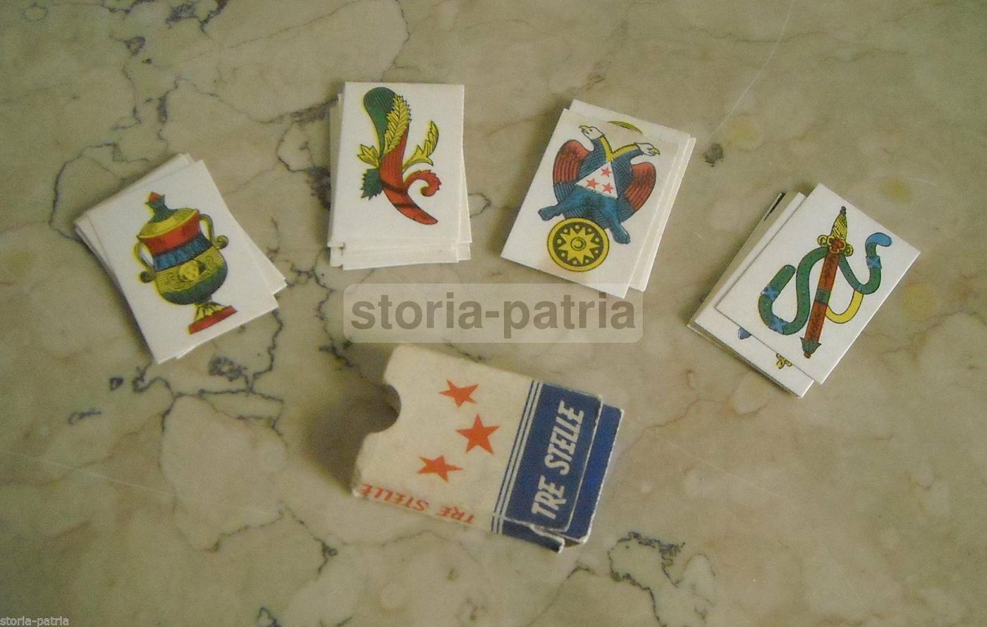 Mini Carte Da Gioco Napoletane Tre Stelle, Anni '30, 40 Carte