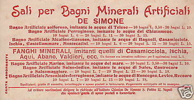 Pubblicità Bagni Minerali De Simone Napoli Ischia Primo '900