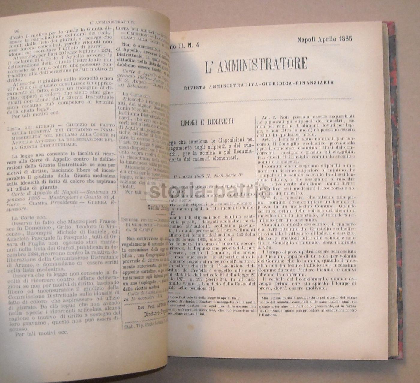 L'Amministratore 1885: Rivista Giuridica Amministrativa, Napoli