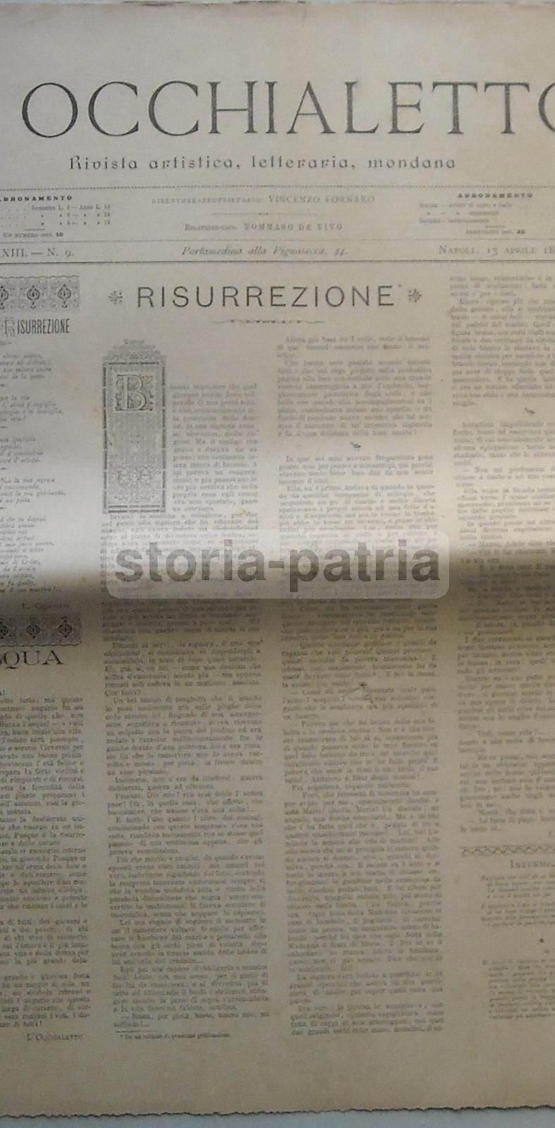 L'Occhialetto 1895: Rivista Artistica, Letteraria E Mondana Di Napoli