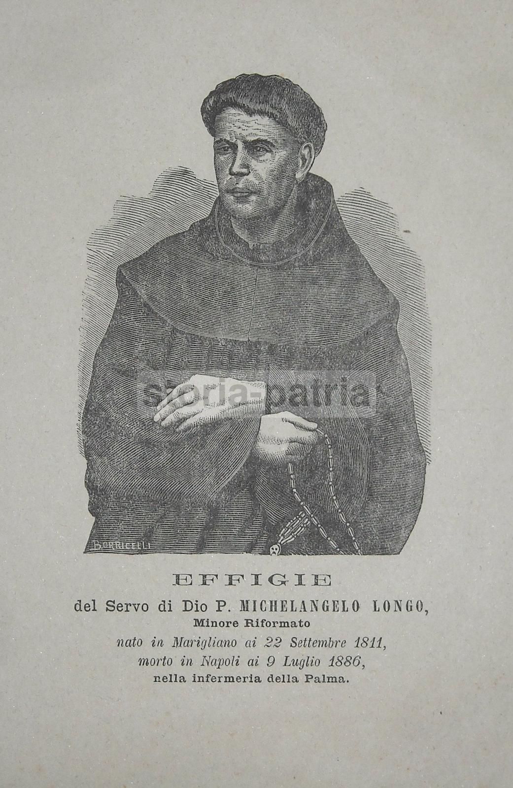 Stampa Devozionale Di P. Michelangelo Longo, Marigliano, Napoli