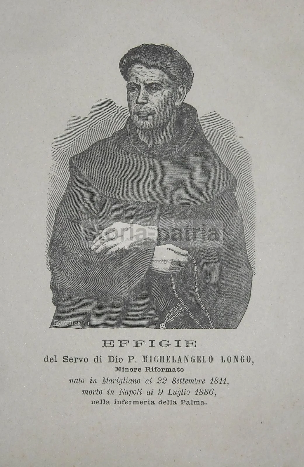 Devotional Print of Fr. Michelangelo Longo, Marigliano, Naples