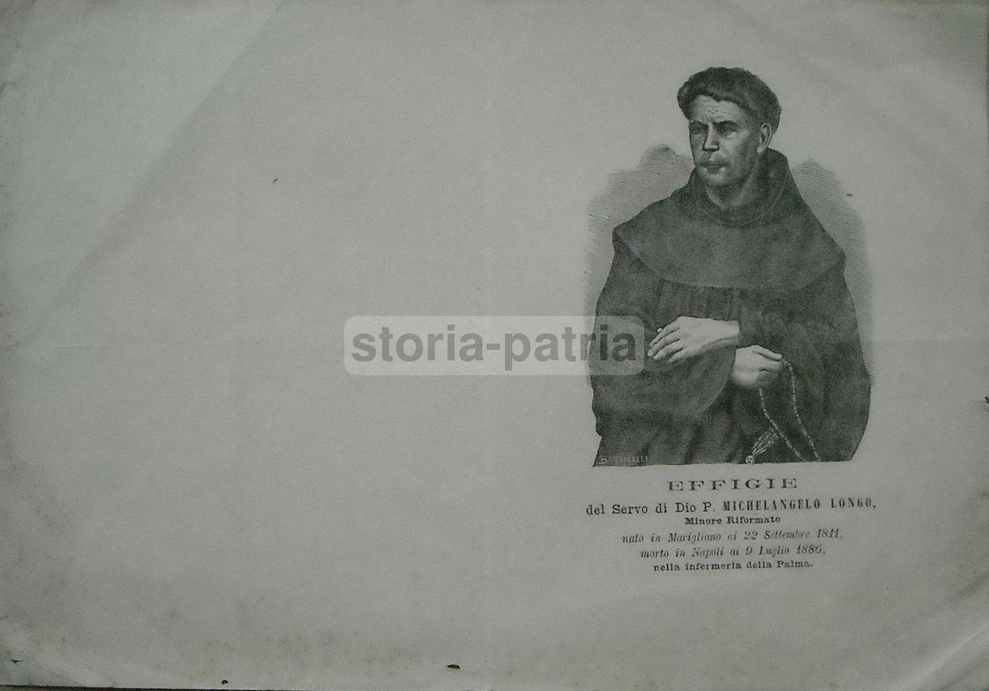 Stampa Devozionale Di P. Michelangelo Longo, Marigliano, Napoli
