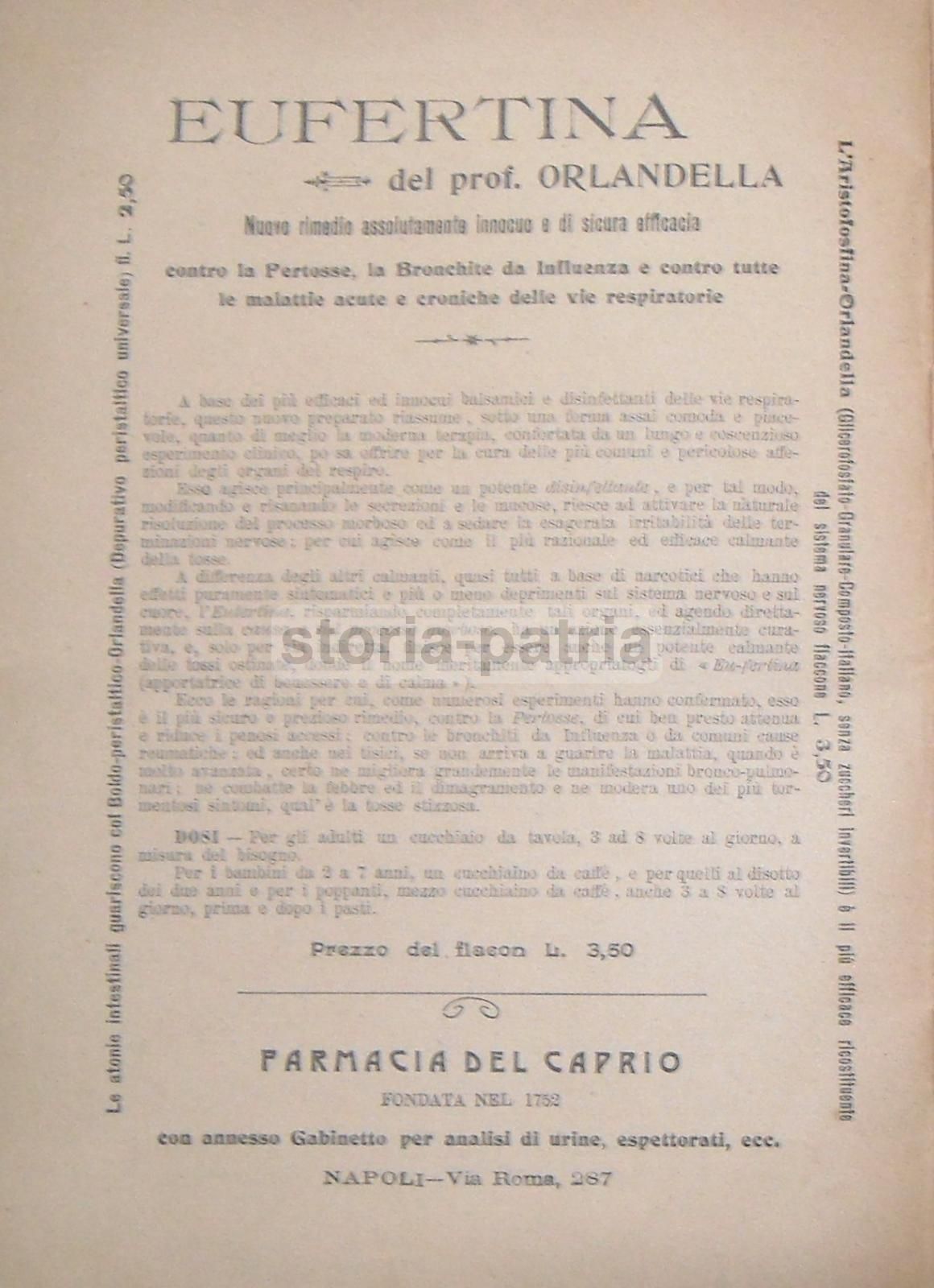 Stampa Pubblicitaria Alessandro Pedersoli, Mobili Medici E Letti In Ferro, Napoli, Primi '900