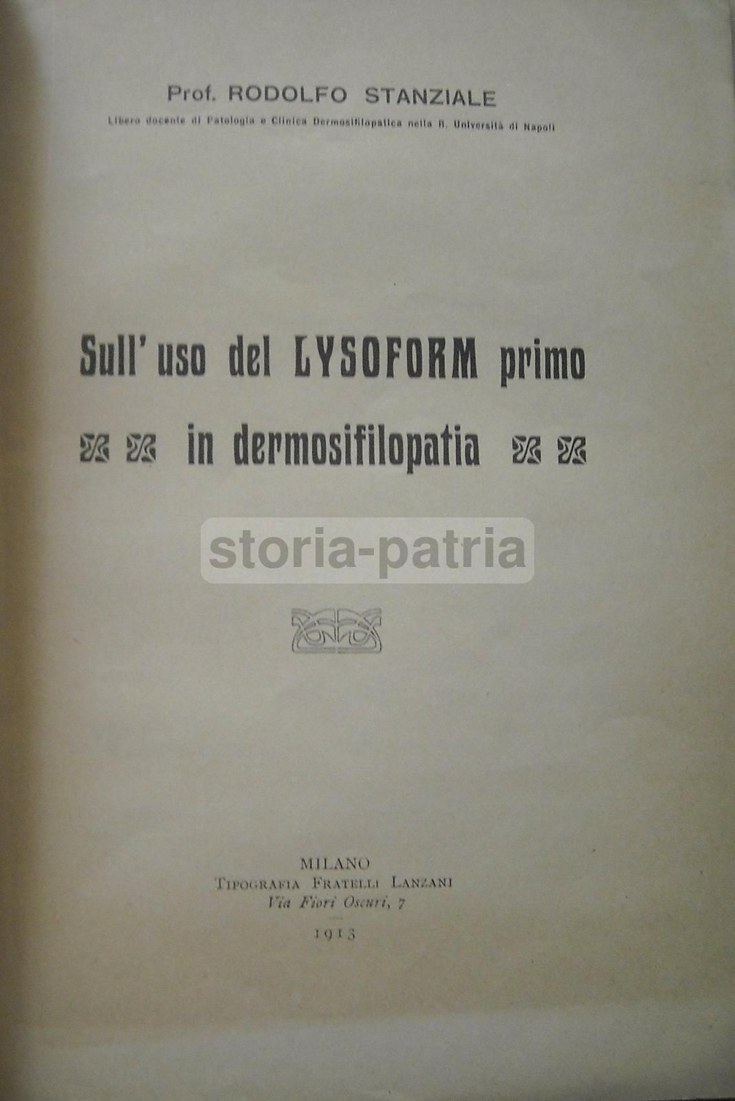 Lysoform In Dermosifilopatia Stanziale 1913 Napoli Dermatologia