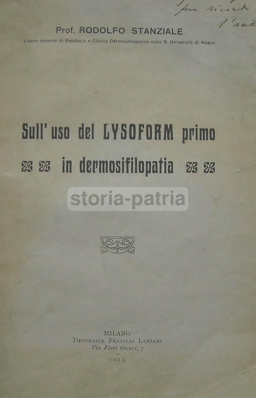 Lysoform In Dermosifilopatia Stanziale 1913 Napoli Dermatologia