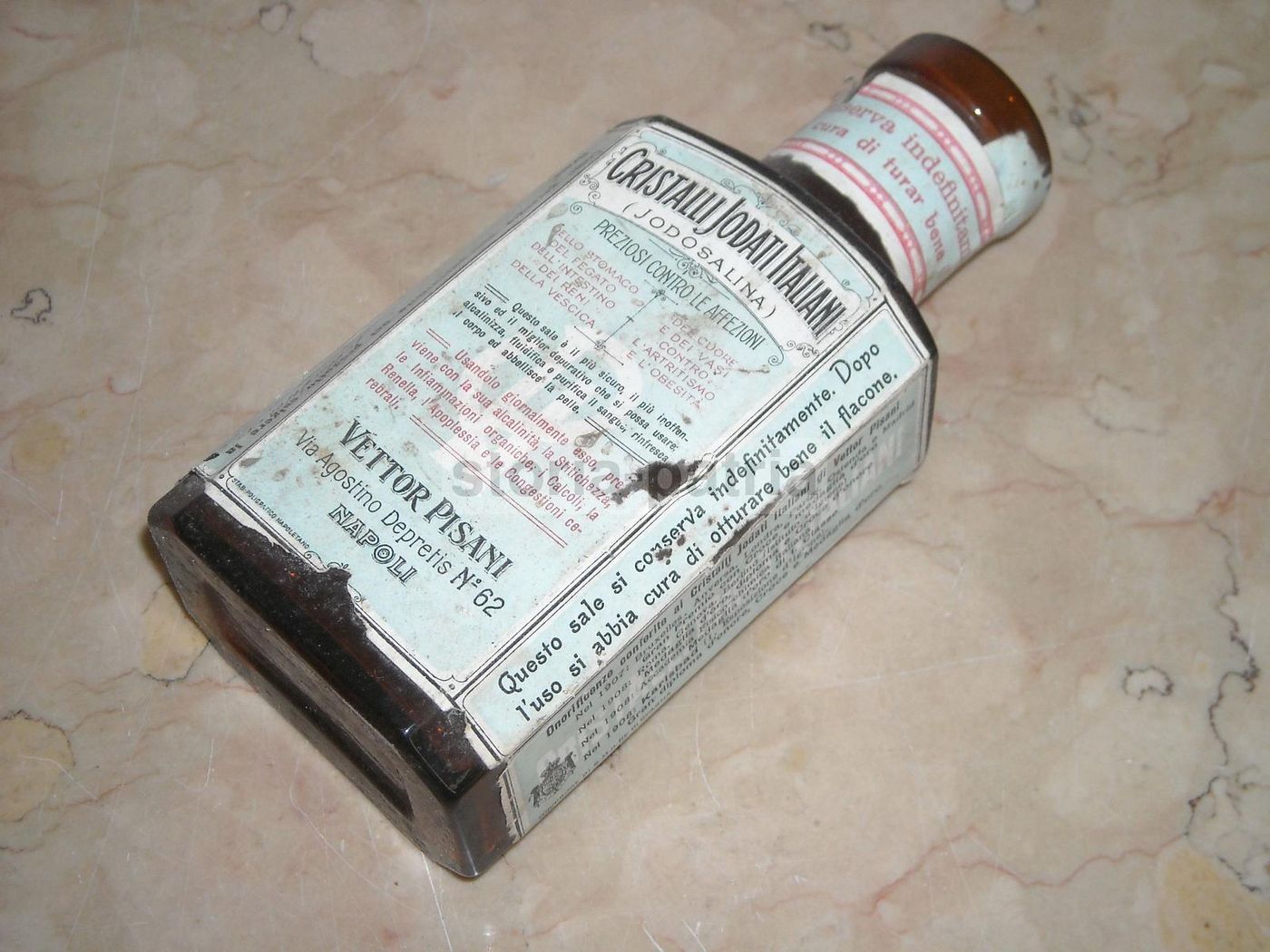 Bottiglia Antica Cristalli Jodati Vettor Pisani Napoli Farmacia