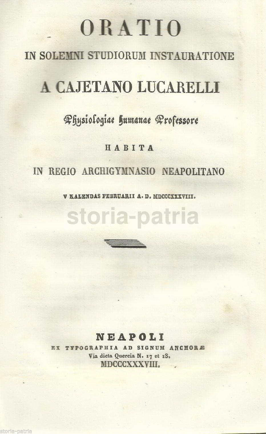 Oratio Gaetano Lucarelli: Fisiologia, Napoli 1838. Edizione Rara