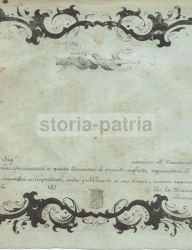 L'Osservatore Medico Napoletano: Foglio Volante Modulo Informativo, 1850